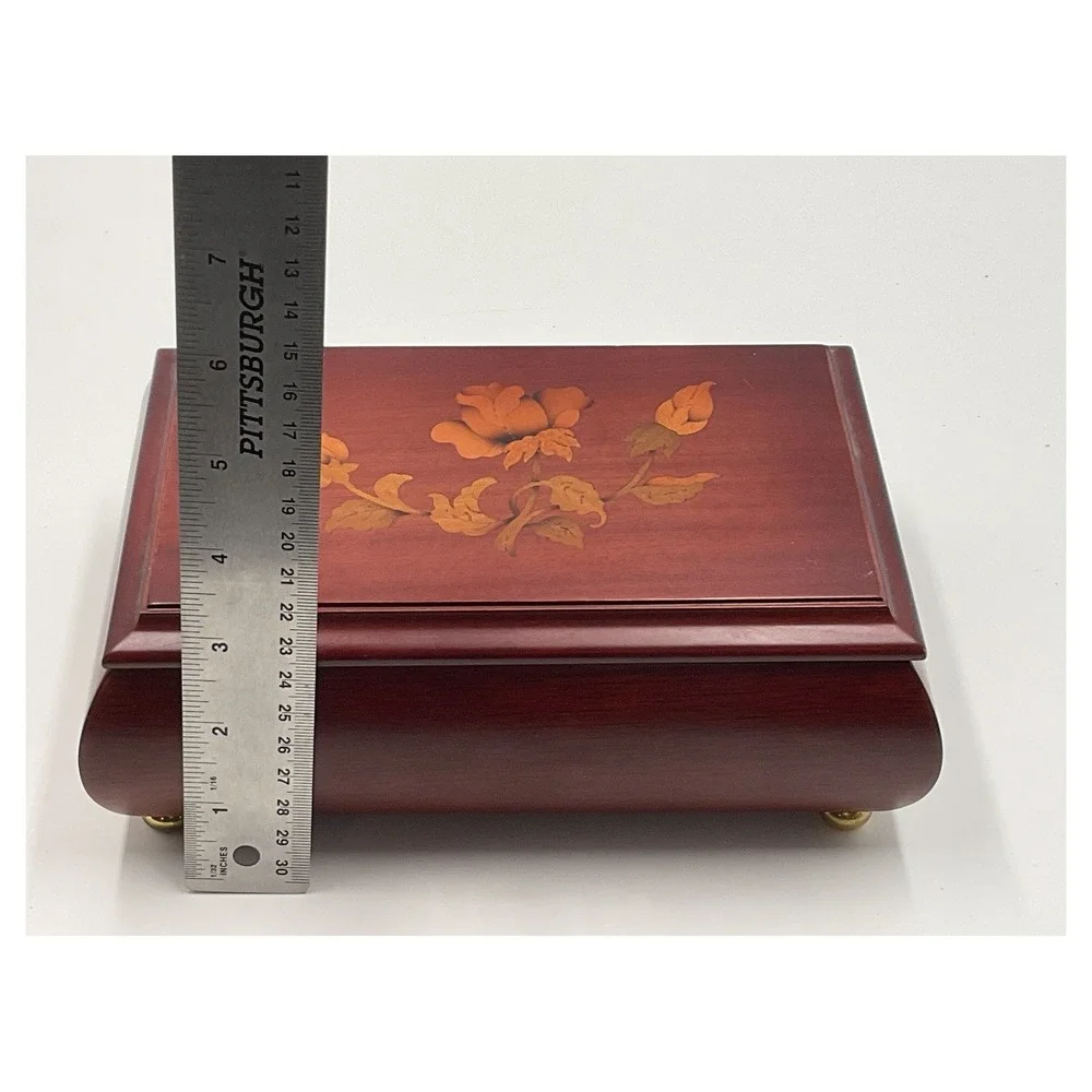 Vintage Reuge Musical Jewelry Box The Magic‎ Flute Inlay Wood